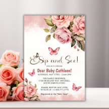 En liten fjäril-Blommigt Baby Shower Sip och See