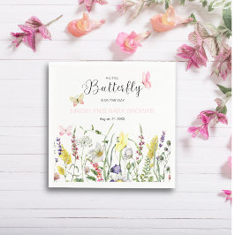 En liten fjäril-Blommigt, babyskor Pappersservett