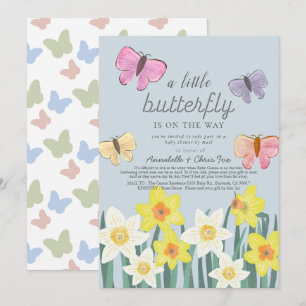 En liten fjäril Daffodil Baby Shower by Mail Inbjudningar