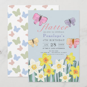 En liten fjäril Daffodil Girl Birthday Inbjudningar