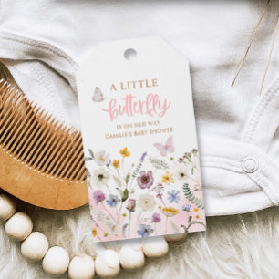 En liten fjäril-flicka, babystövel presentetikett