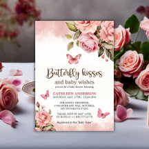 En liten fjäril Kisses Blommigt Baby Shower