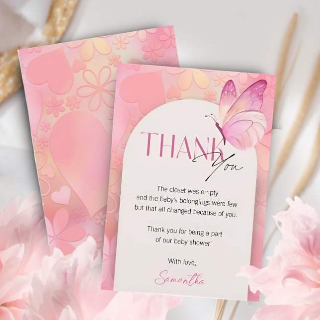 En liten fjäril på babyskor tack kort (Skapare uppladdad)