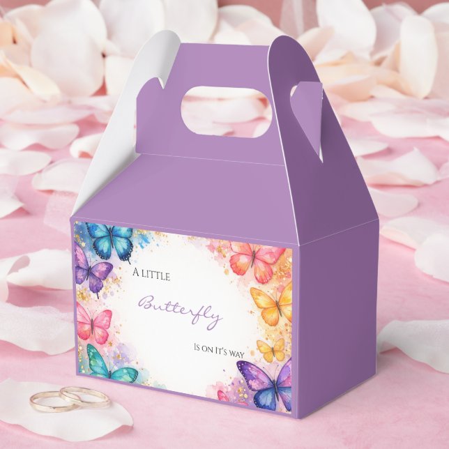 En liten fjäril på väg Glittrig babyfest Presentaskar (Bröllop)