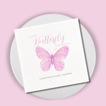 En liten fjäril rosa baby shower
