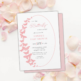 En liten fjäril Rosa Boho Chic Girl Baby Shower Inbjudningar