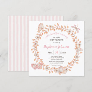 En liten fjäril Soft Boho Peach Baby Shower Inbjudningar