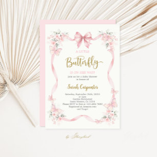 En liten fjärils baby shower flicka inbjudan