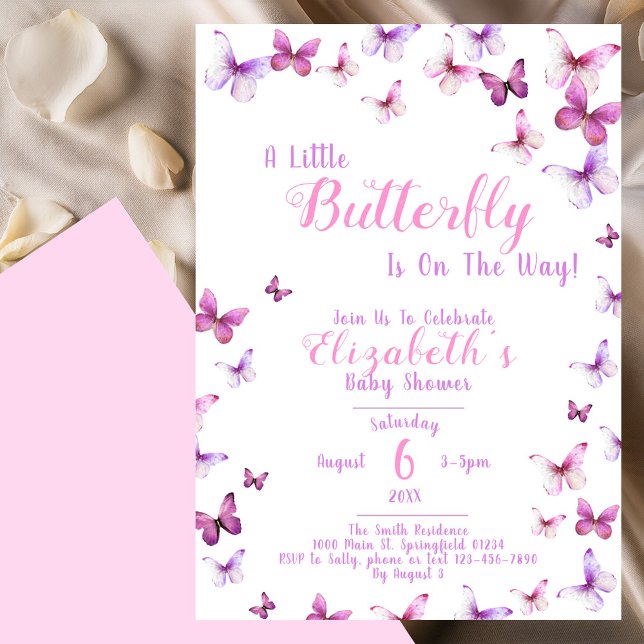 En liten fjärils-baby shower-inbjudan inbjudningar (Skapare uppladdad)