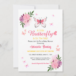 En liten fjärilsbaby är på väg Baby Shower  Inbjudningar