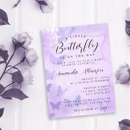 En liten fjärilshuggare för Lila Baby Shower Inbjudningar