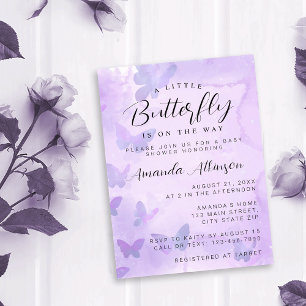 En liten fjärilshuggare för Lila Baby Shower Inbjudningar