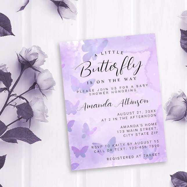 En liten fjärilshuggare för Lila Baby Shower Inbjudningar (Skapare uppladdad)