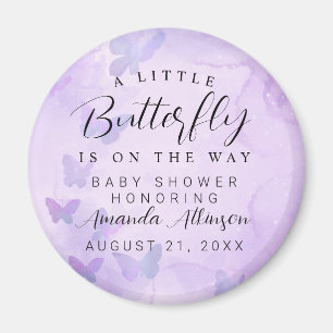 En liten fjärilshuggare för Lila Baby Shower Magnet