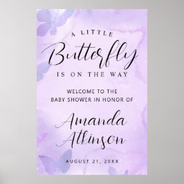 En liten fjärilshuggare för Lila Baby Shower Poster