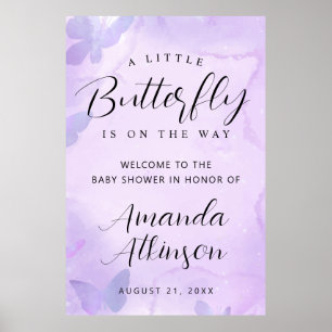 En liten fjärilshuggare för Lila Baby Shower Poster