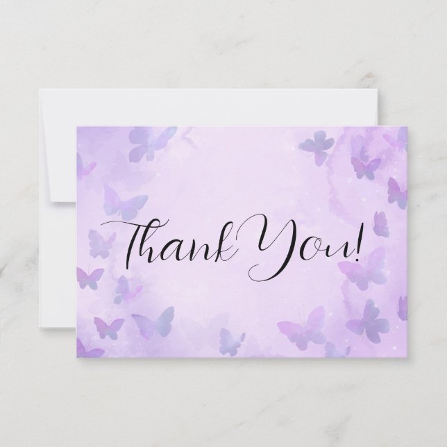 En liten fjärilshuggare för Lila Baby Shower Tack Kort (Framsida)