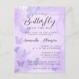 En liten fjärilshuggare för Lila Baby Shower Vykort