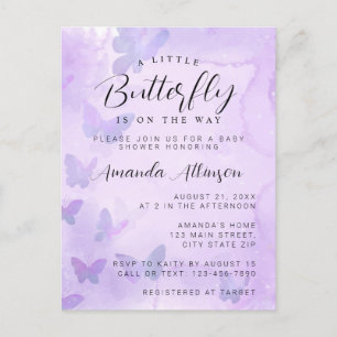 En liten fjärilshuggare för Lila Baby Shower Vykort