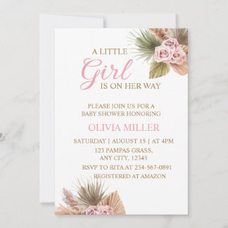 En liten flicka är på väg Boho Baby Shower Inbjudningar