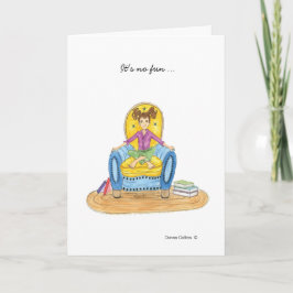 En liten flicka i blå stol saknade dig kort