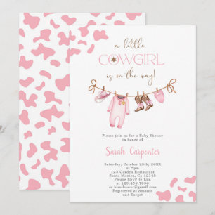En liten flicka i Cowgirl Baby Shower Girl Inbjudningar