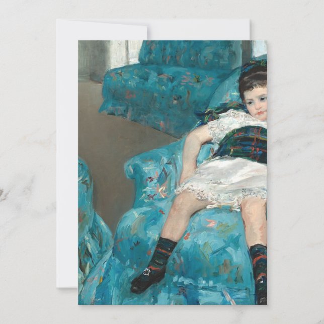 En liten flicka i en blå armstol - Mary Cassatt Inbjudningar (Framsida)