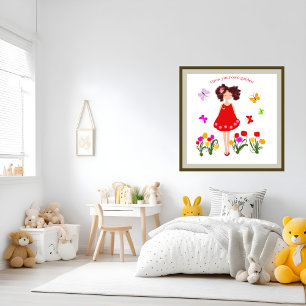 En liten flicka i trädgården poster