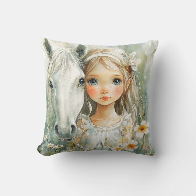 En liten flicka med en häst kudde (Framsida)