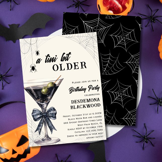 En liten gammal spindel Halloween födelsedagsfest Inbjudningar (Skapare uppladdad)