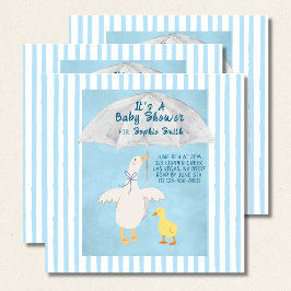 En liten gås är på väg Baby Shower Square Inbjudningar