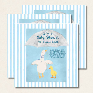 En liten gås är på väg Baby Shower Square Inbjudningar