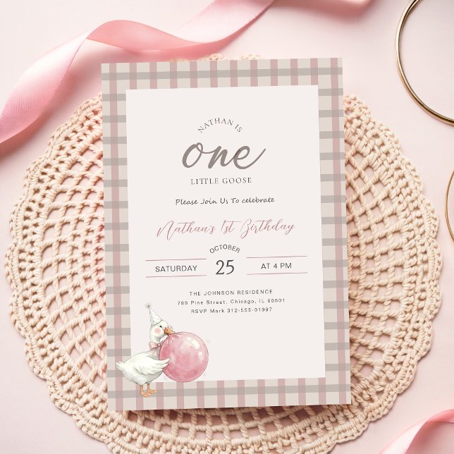 En liten gås | Rosa band baby 1-årsdag (Skapare uppladdad)