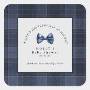 En liten gentleman är på väg till Baby Shower Fyrkantigt Klistermärke