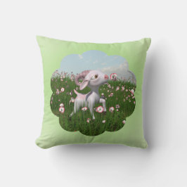 En liten get snurrar blommorna kudde