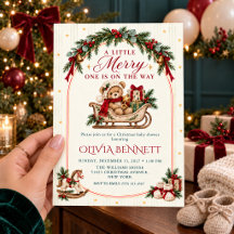 En liten glad jul bebis shower teddybjörn