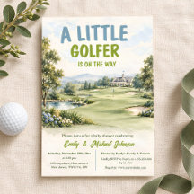 En liten golfare Vattenfärg Baby Shower Inbjudan