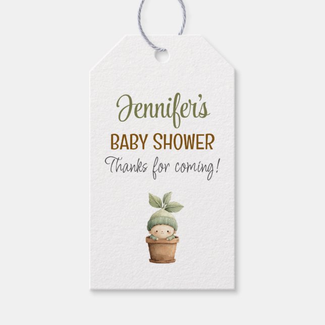 En liten grodd Baby Shower presentkort Presentetikett (Framsidan)