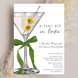 En liten grön snygg bowsmutsig martini bröllopsfes inbjudningar