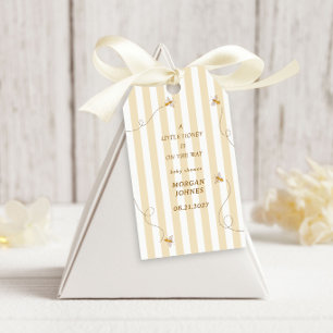 En liten gul bebis baby shower presentetikett