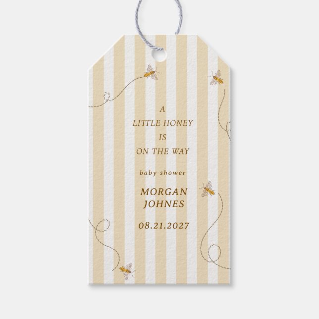 En liten gul bebis baby shower presentetikett (Framsidan)