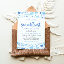 En liten, gullig, blå Valentine Baby Shower