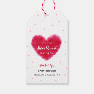 En liten, gullig Valentines, babyskor Presentetikett