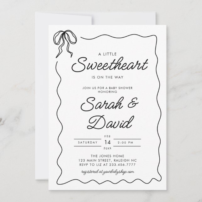 En liten, gullig Valentines Bow Baby Shower Inbjudningar (Framsida)