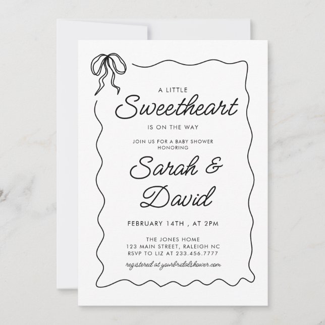 En liten, gullig Valentines Bow Baby Shower Inbjudningar (Framsida)