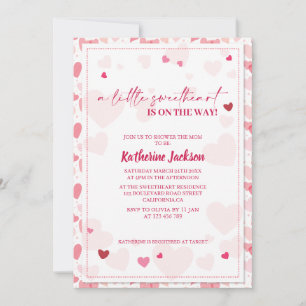 En liten, gullig valentines-hjärtedusch. inbjudningar