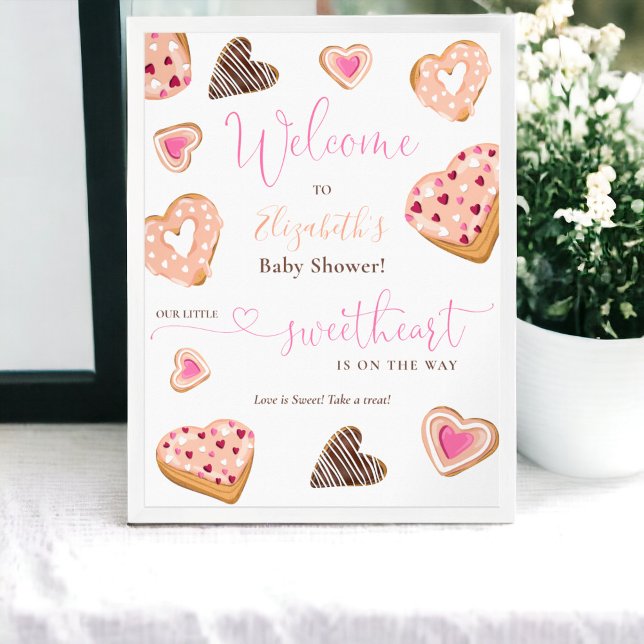 En liten gullvalentinskur ger babydusch poster (A little sweetheart valentine donuts baby shower poster)