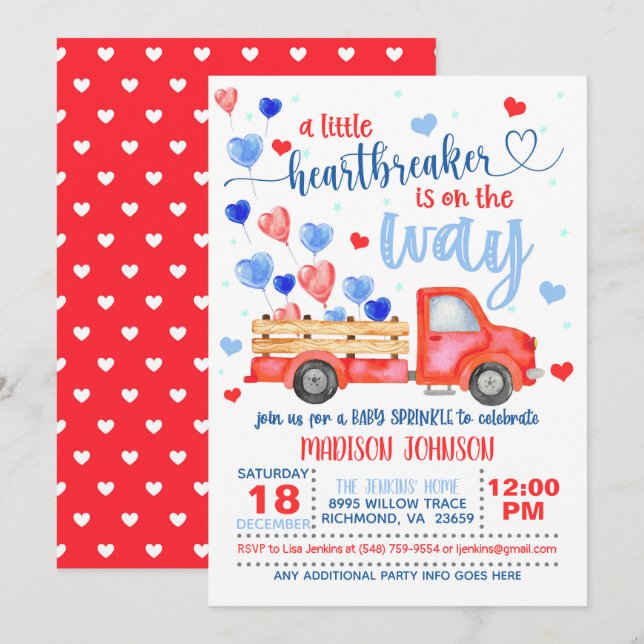 En liten Heartbrytare är på väg mot Baby Sprinkle Inbjudningar (Fram/baksida)