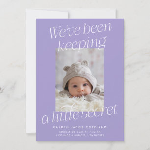 En Liten Hemlighet Violett Foto Modern Födelse Meddelande