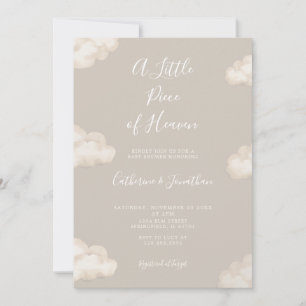 En liten himmelbit Beige moln Baby Shower Inbjudningar